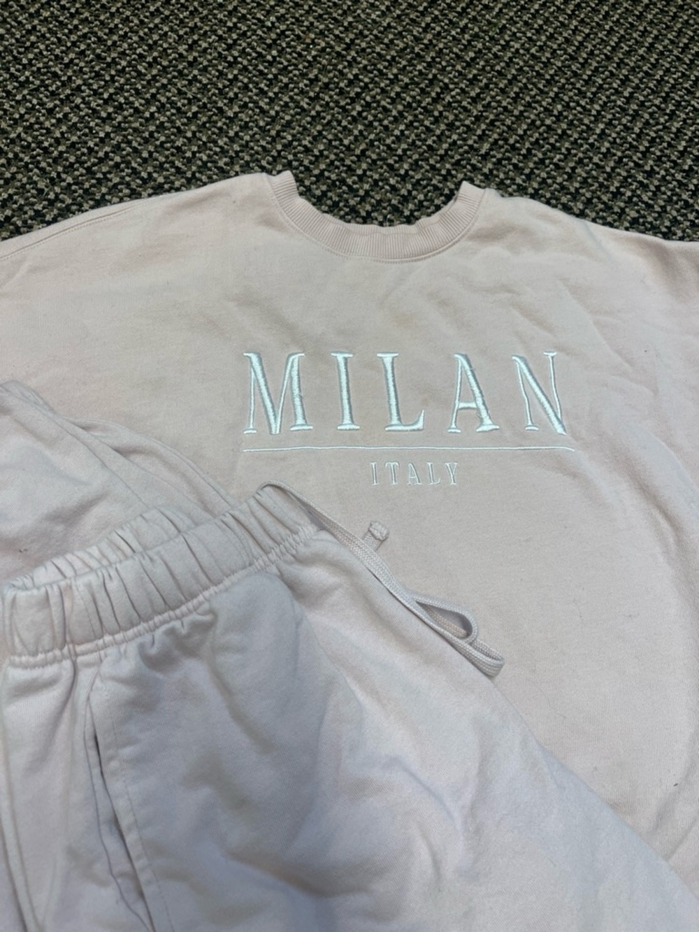 Garage Milan Italy Logo Sweatshirt Set in Light Pink